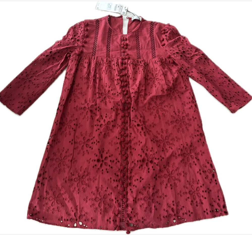 Zara Red Embroidered Dress